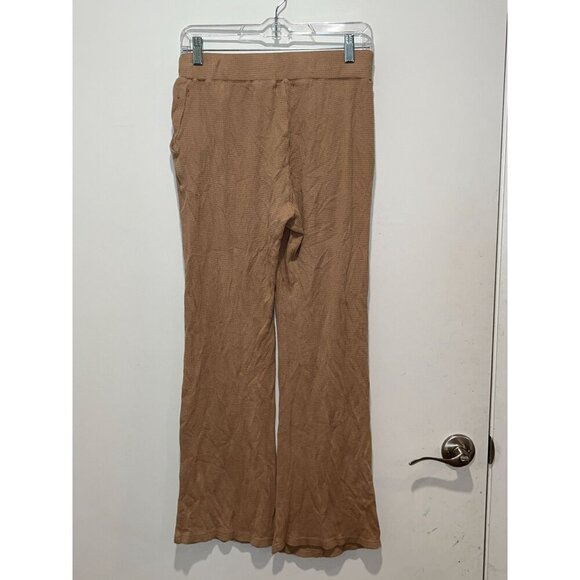 Monrow Tan Drawstring Waist & Pockets Waffle Knit Lounge Pants Women's Size S - Picture 3 of 9